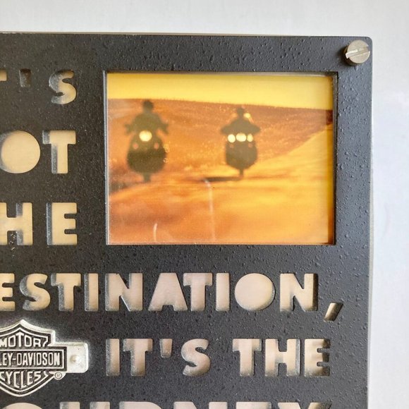 Vintage Harley Davidson Picture Photo Frame Motorcycle Destination Journey Logo - Picture 4 of 12